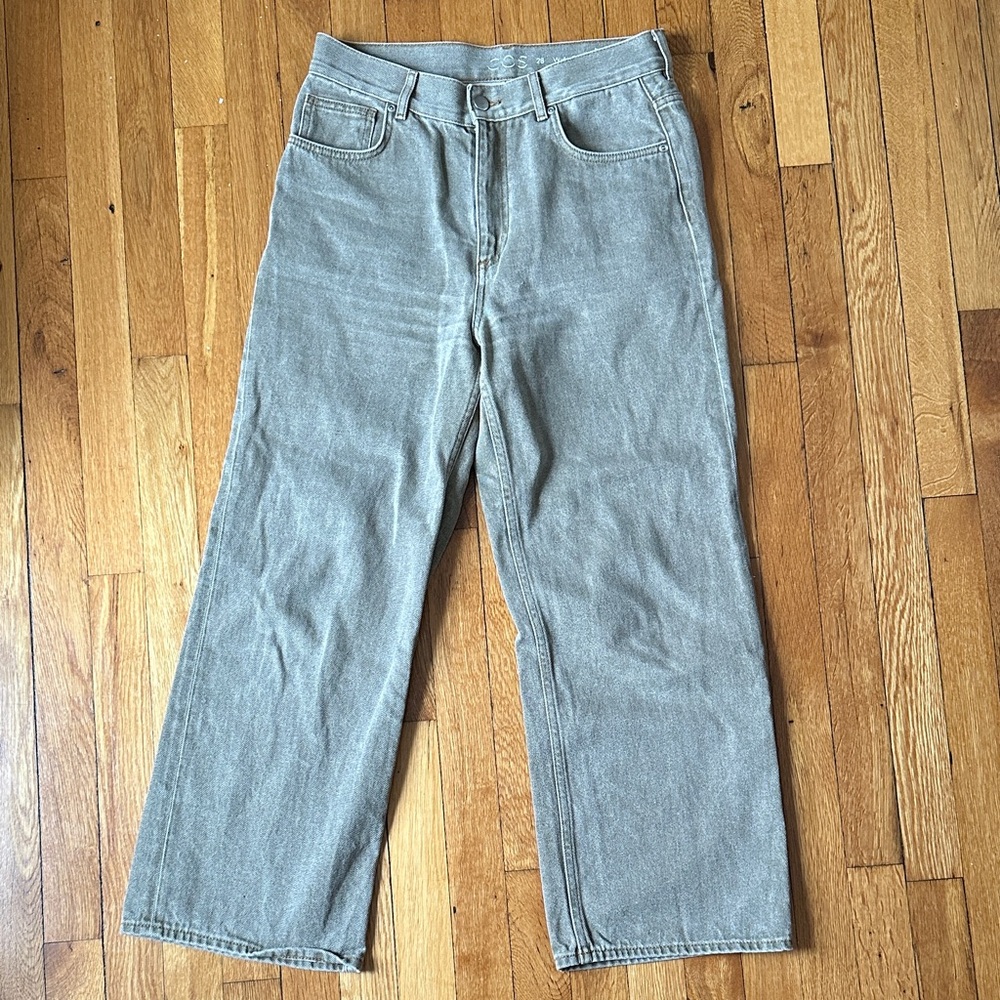 COS Women's Wide Leg crop Jeans - Light Gray/brown